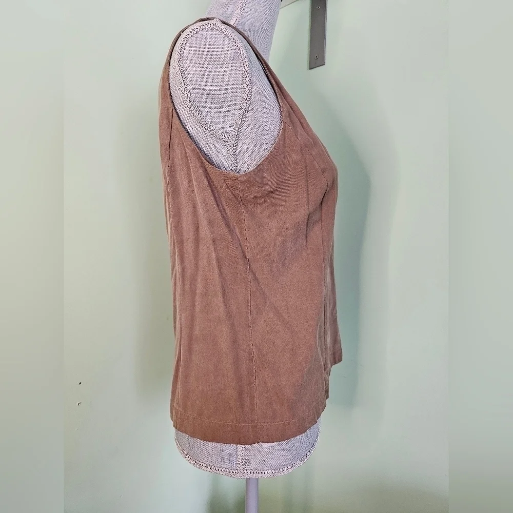 SOLILOQUY 100% silk button-up brown vest women's small - Picture 5 of 5